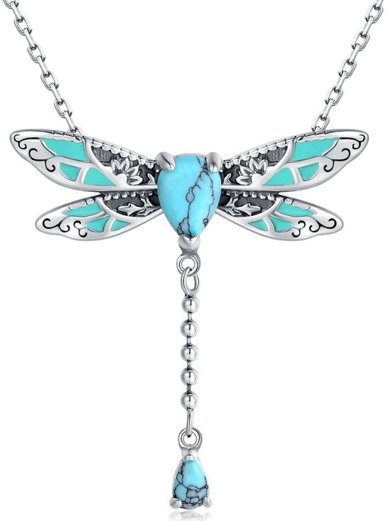 Jewelry - Vintage Boho 925 Sterling Silver Turquoise Pendant Necklaces - Dragonfly